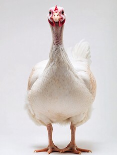 昂首挺立的白色母鸡