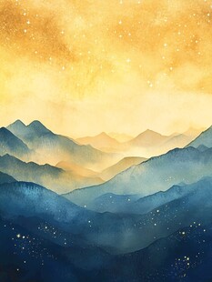 梦幻星空下的层叠山峦