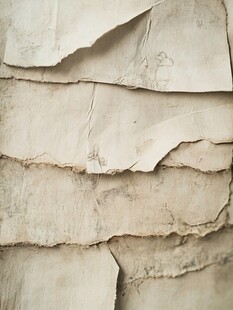 旧纸张堆叠纹理特写