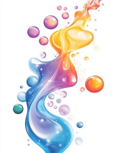彩色流体与泡泡的梦幻组合