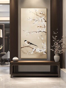 中式玄关花鸟画雅致场景