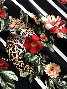 豹纹花卉图案布料