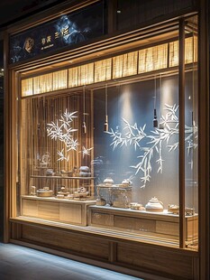 中式雅致瓷器店橱窗展示