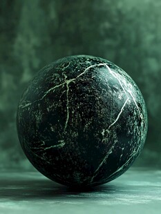 深绿纹理大理石圆球