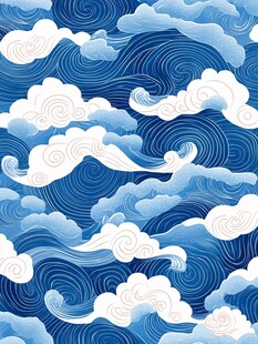 中式海浪云纹传统图案