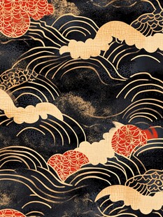 黑金海浪中式云纹图案