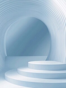 梦幻蓝色渐变圆形展示空间