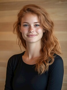 红发女子微笑的魅力瞬间