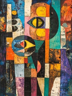 抽象多彩几何人物画作