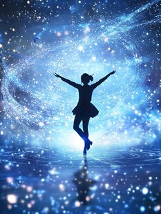 梦幻星空下的独舞少女
