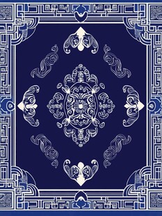 中式古典蓝白花纹装饰图案