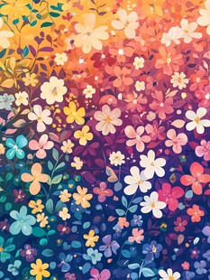 缤纷花卉渐变背景图案