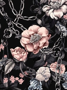 花卉与链条交织的精美图案