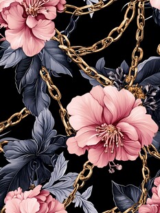 花朵与链条交织的精美图案