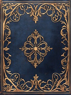 蓝底金色华丽复古花纹图案