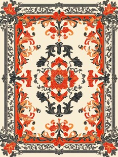 复古花卉图案精美地毯纹样