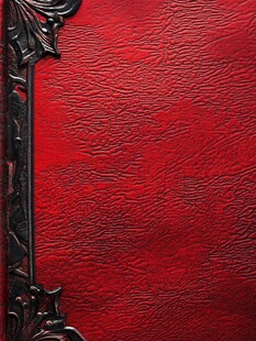 红色皮革配金属雕花边框
