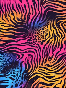 绚丽斑马豹纹混合图案