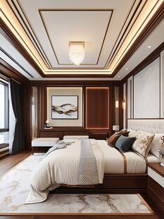 新中式奢华主卧室内景