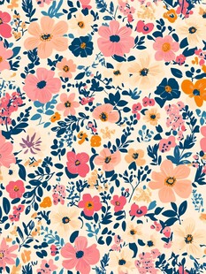 多彩花卉图案无缝背景图