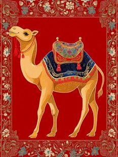 华丽装饰的单峰骆驼插画