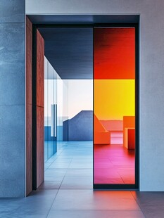 彩色玻璃门后的梦幻空间