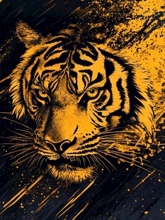 金色虎影 野性艺术魅力