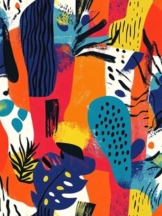 多彩抽象植物图案插画
