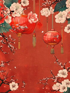 红梅灯笼迎佳节