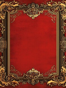 复古金色边框红色背景图