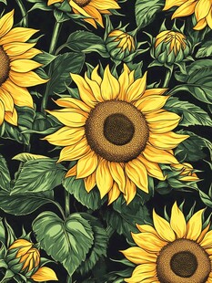 向日葵花卉无缝图案背景