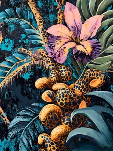 热带花卉豹纹元素图案