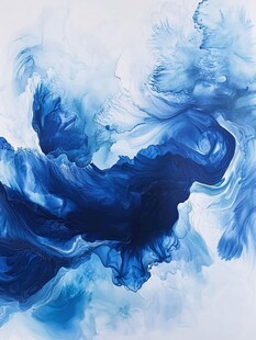 蓝色水墨抽象艺术画面