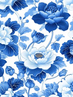 青花瓷花卉图案精美纹饰