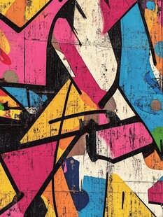 多彩抽象涂鸦艺术画面