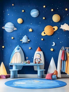 梦幻太空主题儿童房角落