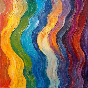 多彩波浪抽象油画艺术