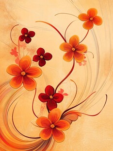 橙红色花卉抽象艺术背景