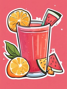 夏日鲜果冰饮插画