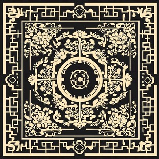 中式传统几何花卉图案