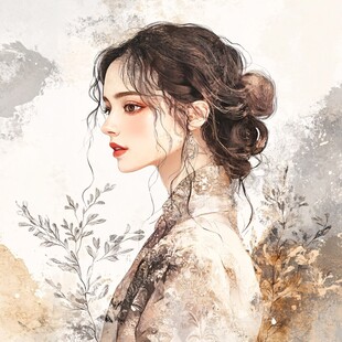 古风优雅女子侧颜画像