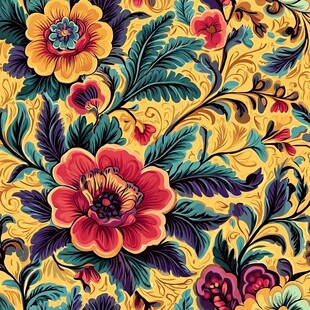 绚丽多彩花卉无缝图案