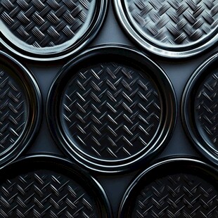 黑色编织纹圆形物件特写