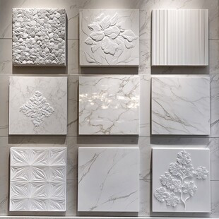 精美白色浮雕瓷砖展示