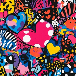 缤纷爱心涂鸦图案设计