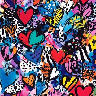 多彩爱心抽象图案纹理