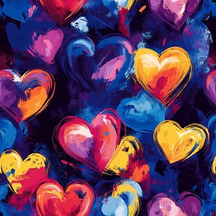多彩手绘爱心图案背景