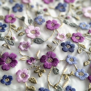 精美刺绣花朵图案装饰布