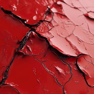 红色裂纹漆皮质感特写