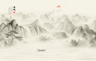 国画山水水墨画